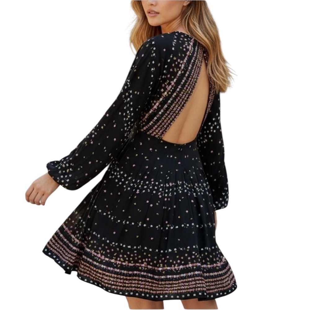 Free People FP Movement Black Multicolor Dress works size 6